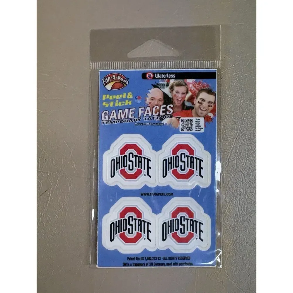 Ohio State Buckeyes Athletic Face Tattoos - Lot Of 2 Each Contains 4 8 Total